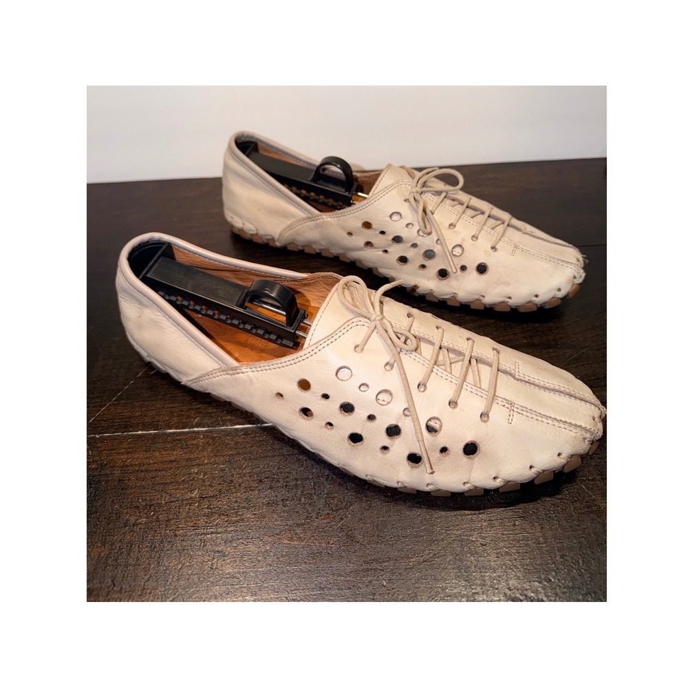 Spring Step Moonwalk Perforated Leather Grey Shoes Beige‎ Sz 41 9.5-10